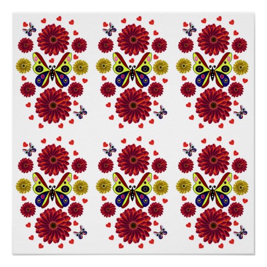 Custom Spring Butterfly Floral Gift ポスター (正面)