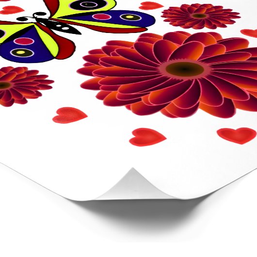 Custom Spring Butterfly Floral Gift ポスター (コーナー)