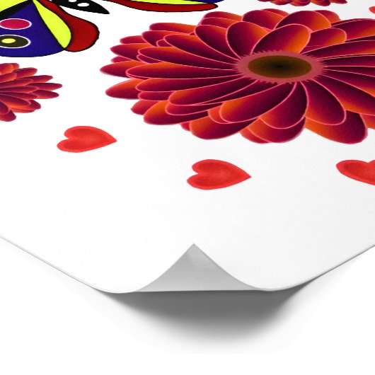 Custom Spring Butterfly Floral Gift ポスター (角)