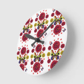 Custom Spring Butterfly Floral Gift ラウンド壁時計 (傾斜)