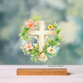 Custom Spring Cross Acrylic "Renewed in Christ" アクリルサイン (ニュートラル)