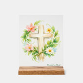 Custom Spring Cross Acrylic "Renewed in Christ" アクリルサイン (正面)