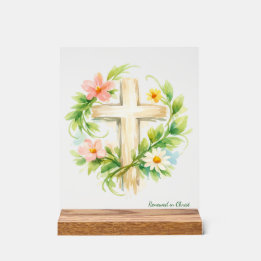 Custom Spring Cross Acrylic "Renewed in Christ" アクリルサイン