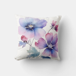 Custom Spring Floral Watercolor Throw Pillow Cover クッション