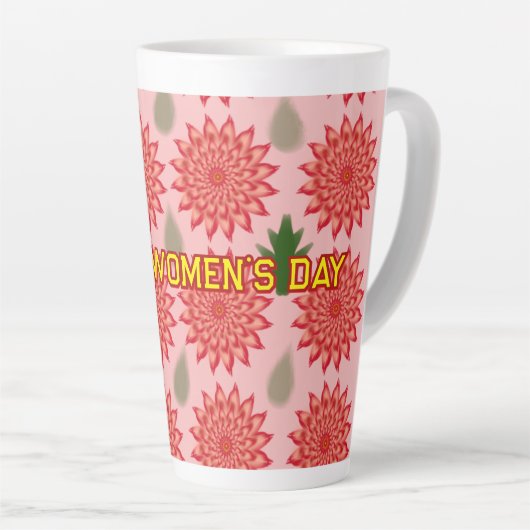 Custom Spring Flower Women's Day Pattern  カフェラテマグ (右アングル)