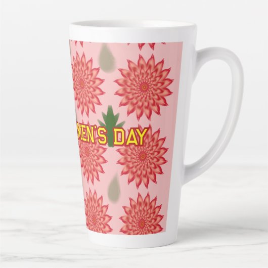 Custom Spring Flower Women's Day Pattern  カフェラテマグ (右)