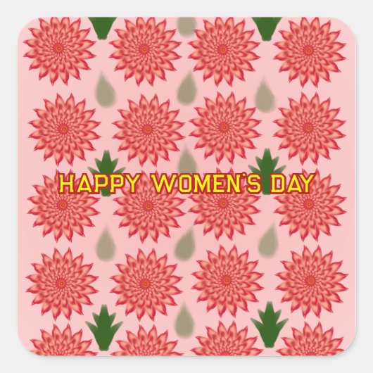 Custom Spring Flower Women's Day Pattern  スクエアシール (正面)