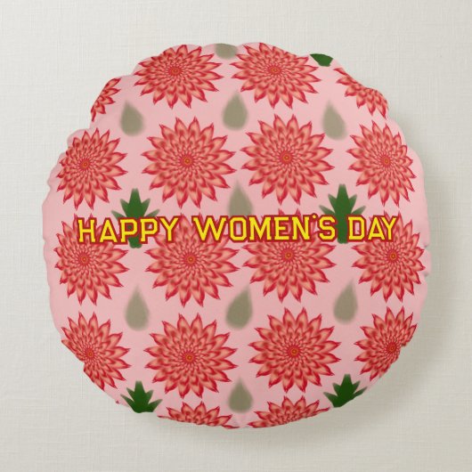 Custom Spring Flower Women's Day PatWrapping Paper ラウンドクッション (正面)