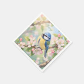Custom Spring Party Blue Tit Bird on Apple Tree スタンダードカクテルナプキン (角)