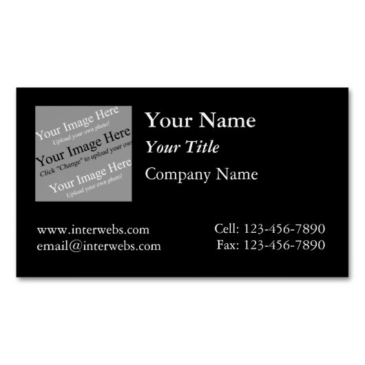 Custom Square Logo Black Background White Text マグネット名刺 (正面)