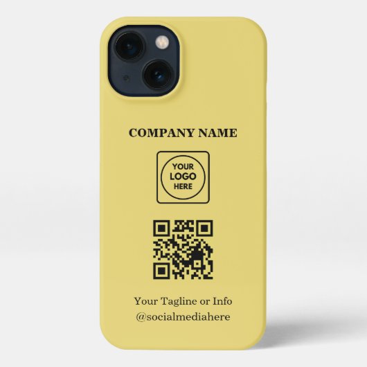 Custom Square Logo QR Code Gold iphone case iPhoneケース (裏面)