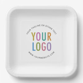 Custom Square Paper Plates Company Logo White Bulk ペーパープレート