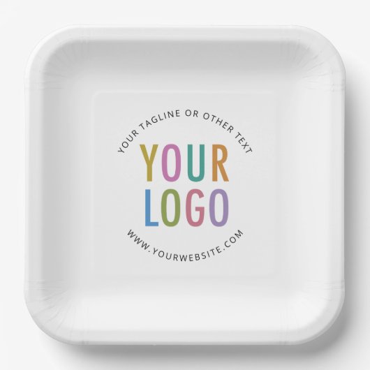 Custom Square Paper Plates Company Logo White Bulk ペーパープレート (正面)