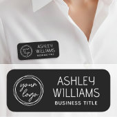 Custom Staff Name Badge with Logo Modern Black 名札