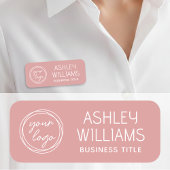 Custom Staff Name Badge with Logo Modern Pink 名札