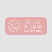 Custom Staff Name Badge with Logo Modern Pink 名札 (正面)