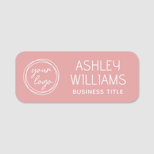 Custom Staff Name Badge with Logo Modern Pink 名札 (正面)