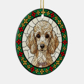Custom Stained glass effect DOG'S name Christmas  セラミックオーナメント (右)