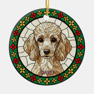 Custom Stained glass effect DOG'S name Christmas  セラミックオーナメント