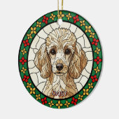 Custom Stained glass effect DOG'S name Christmas  セラミックオーナメント (左)