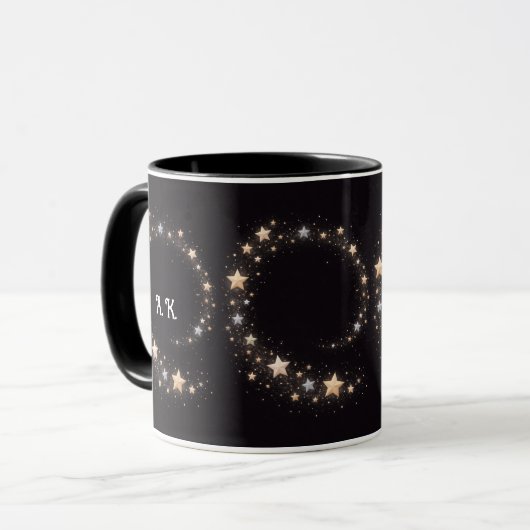 Custom Star Spiral Initials Gift Mug マグカップ (正面左)