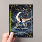 CUSTOM Starry Night Dusty Blue Sweet Sixteen アクリル招待状 (インサイチュ (ポータブル))