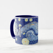 Custom Starry Night Monogram Vincent Van Gogh Art マグカップ (正面左)