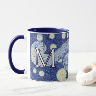 Custom Starry Night Monogram Vincent Van Gogh Art マグカップ