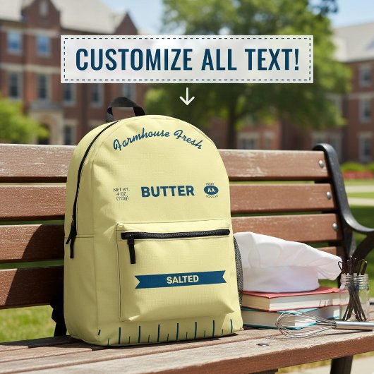 Custom Stick-of-Butter Retro Foodie Backpack  プリントバックパック