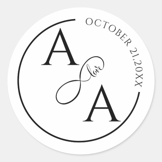 Custom Sticker for wedding infinity love ラウンドシール (正面)