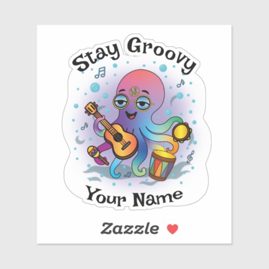 Custom Sticker | Retro Octopus | Name & Text シール (シート)