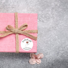 Custom Stickers Handmade with Love elegant white ラウンドシール