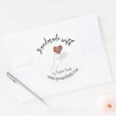 Custom Stickers Handmade with Love elegant white ラウンドシール (封筒)