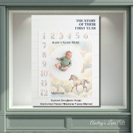 Custom Storybook Magic Enchanted Forest Milestone フリースブランケット