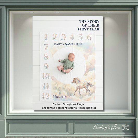Custom Storybook Magic Enchanted Forest Milestone  フリースブランケット