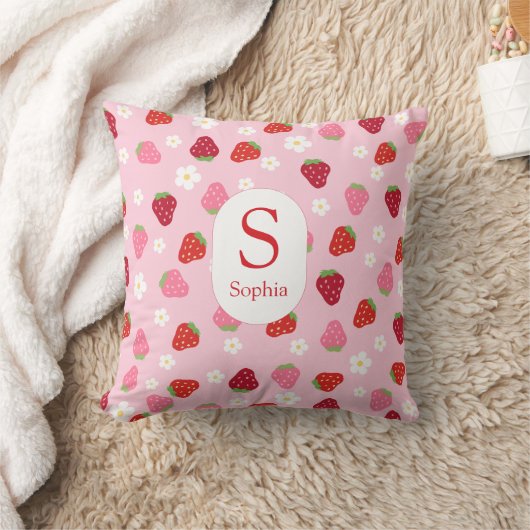 Custom Strawberry & Daisy Baby Pillow クッション (ブランケット)