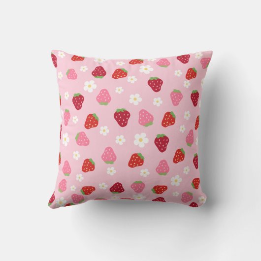 Custom Strawberry & Daisy Baby Pillow クッション (裏面)