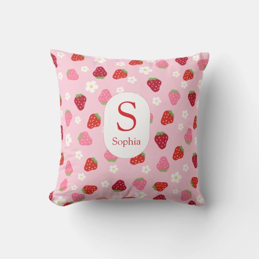 Custom Strawberry & Daisy Baby Pillow クッション (正面)