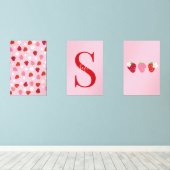 Custom Strawberry & Daisy Wall Art Set  (ウッドフロア)