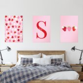 Custom Strawberry & Daisy Wall Art Set  (寝室)