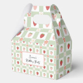 Custom Strawberry Gingham Birthday フェイバーボックス (正面)