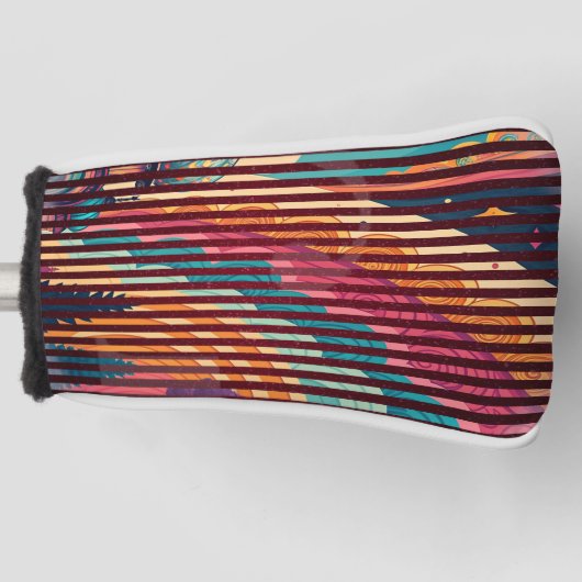 Custom Striped Art Putter Golf Head Cover ゴルフヘッドカバー (正面)