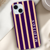 Custom Stripes Beige Dark Purple Case-Mate iPhoneケース
