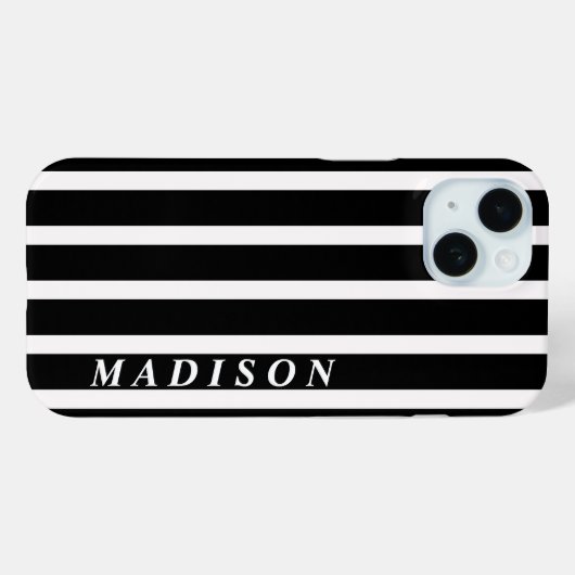 Custom Stripes Black White Case-Mate iPhoneケース (裏面 (横))