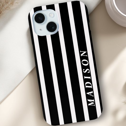 Custom Stripes Black White Case-Mate iPhoneケース