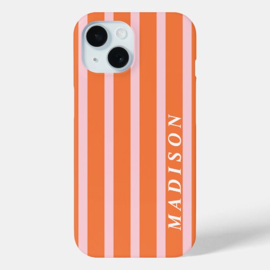 Custom Stripes Orange Pink Case-Mate iPhoneケース (裏面)