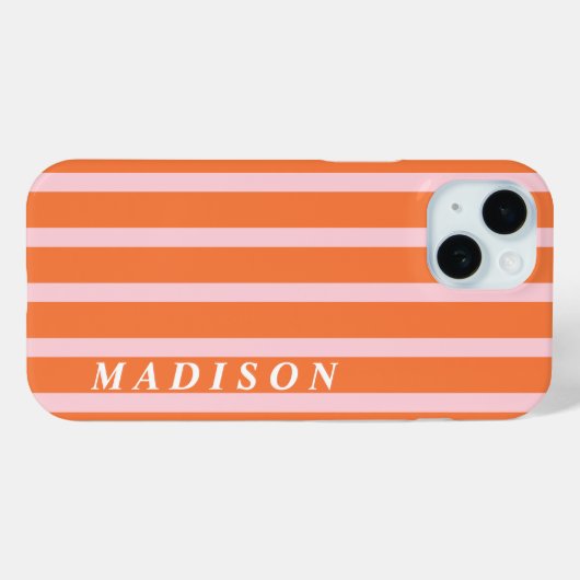 Custom Stripes Orange Pink Case-Mate iPhoneケース (裏面 (横))