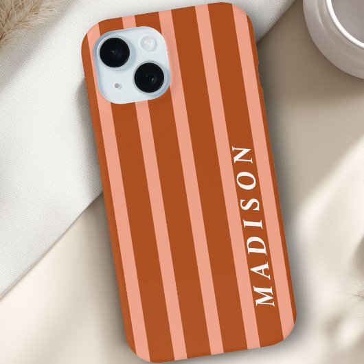 Custom Stripes Peach Brown Case-Mate iPhoneケース