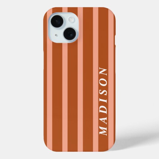 Custom Stripes Peach Brown Case-Mate iPhoneケース (裏面)