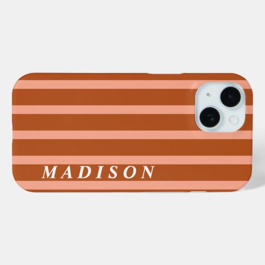 Custom Stripes Peach Brown Case-Mate iPhoneケース (裏面 (横))